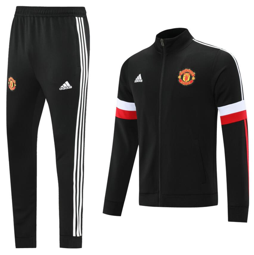 2021/22 Manchester United Black Tracksuits Training Jacket Kits with Pants